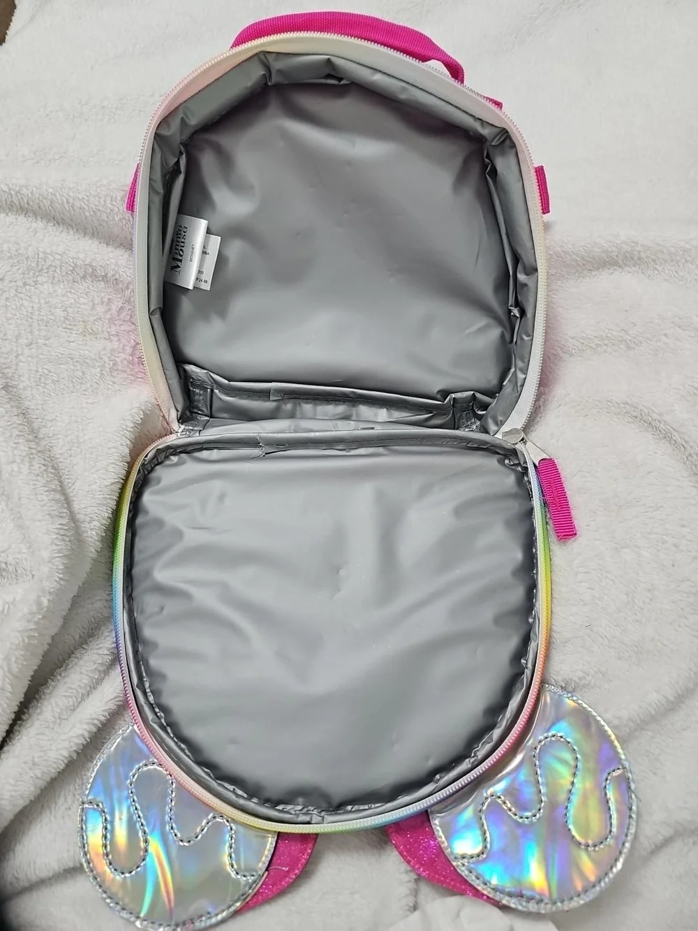 Disney Minnie Mouse Insulated Lunch Bag Pink Bow Holographic Rainbow
